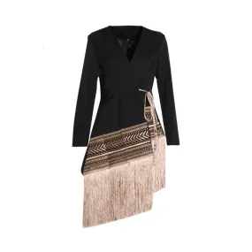 Pre Order:  Long Tassels Splice Blazer