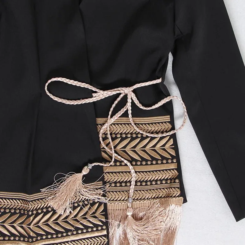 Pre Order:  Long Tassels Splice Blazer