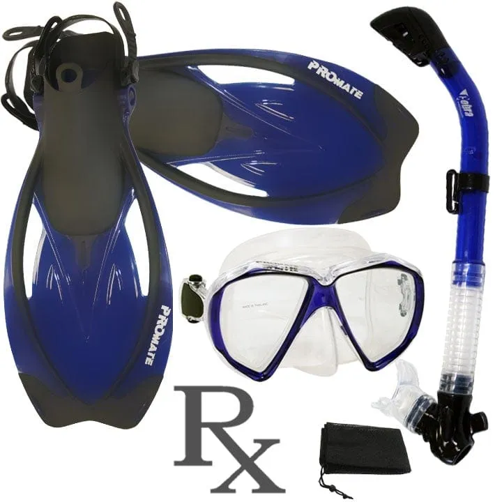 Promate  Fish Eyes  Prescription Mask Dry Snorkel Fins Gear Set - SCS0042 RX