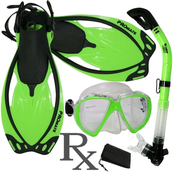 Promate  Fish Eyes  Prescription Mask Dry Snorkel Fins Gear Set - SCS0042 RX