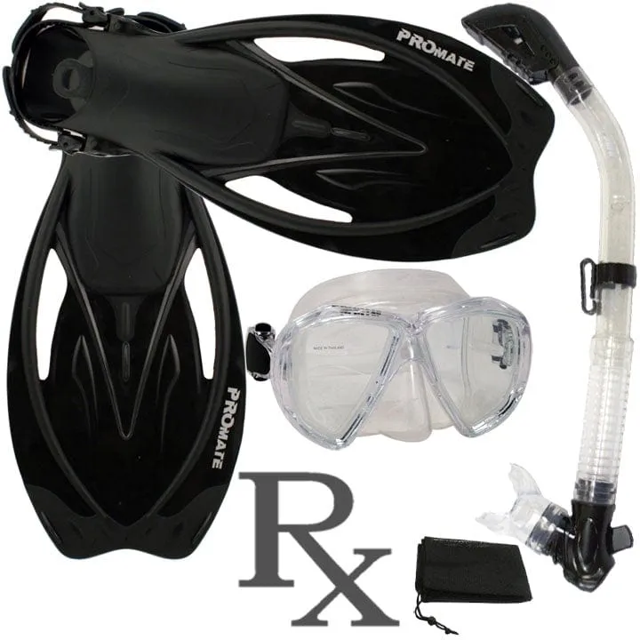 Promate  Fish Eyes  Prescription Mask Dry Snorkel Fins Gear Set - SCS0042 RX