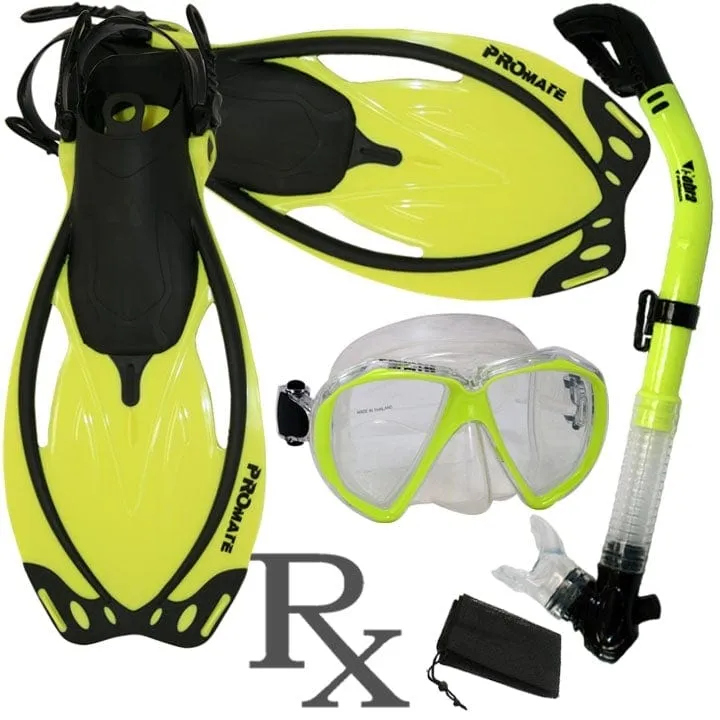 Promate  Fish Eyes  Prescription Mask Dry Snorkel Fins Gear Set - SCS0042 RX