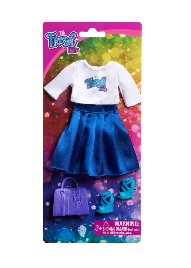 "NEW" FRESH & FLAIR Blue Pleated Skirt & Fresh Top Doll Fashion Pack