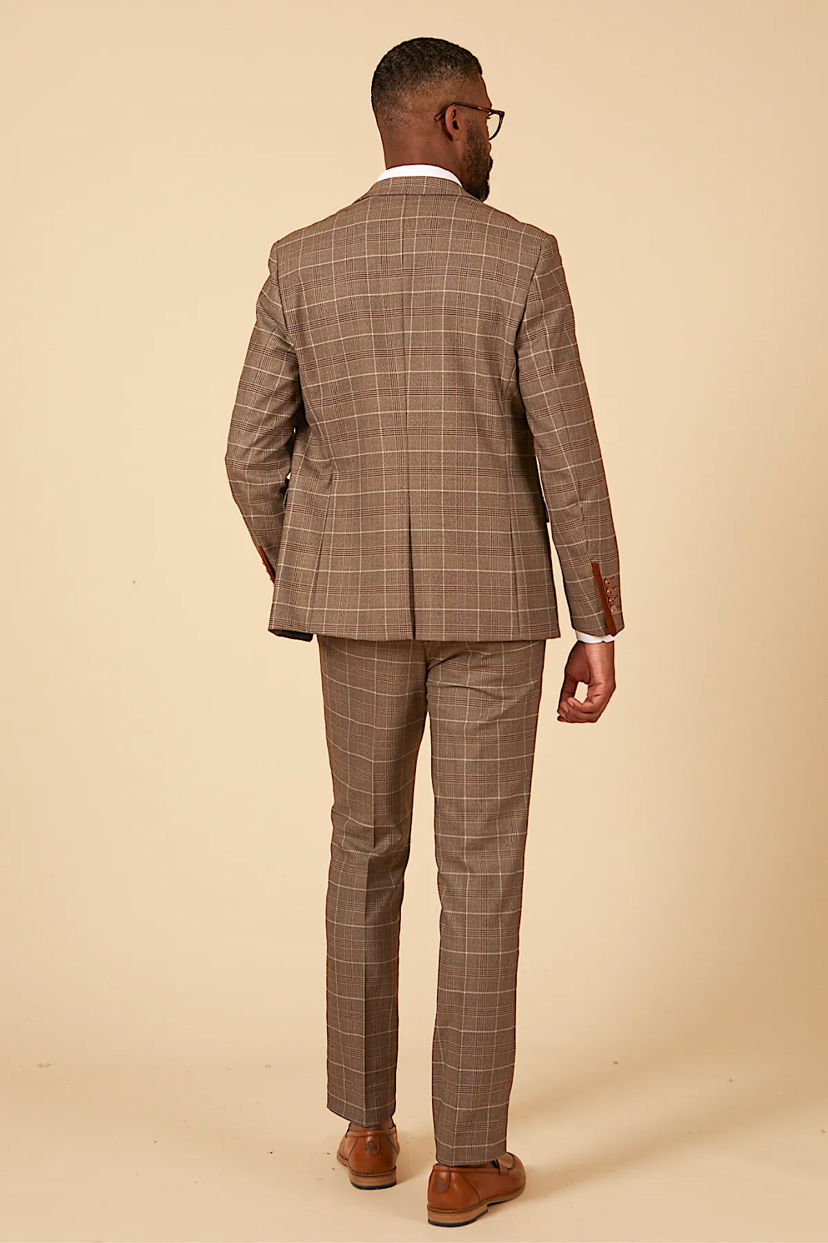 RAY - Tan Check Suit With Kelvin Tan Waistcoat