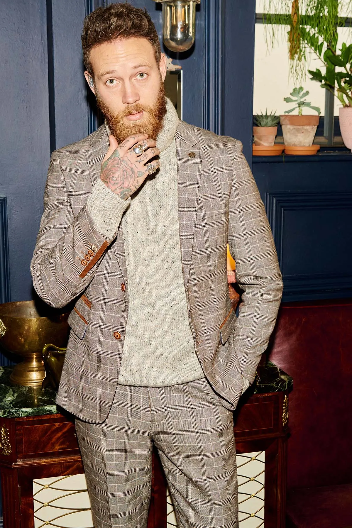 RAY - Tan Check Two Piece Suit