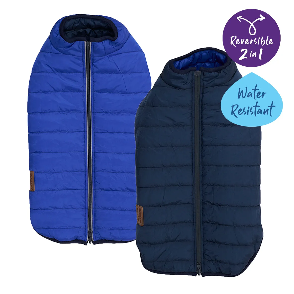 Reversible Puffer Dog Jacket - Blue & Navy