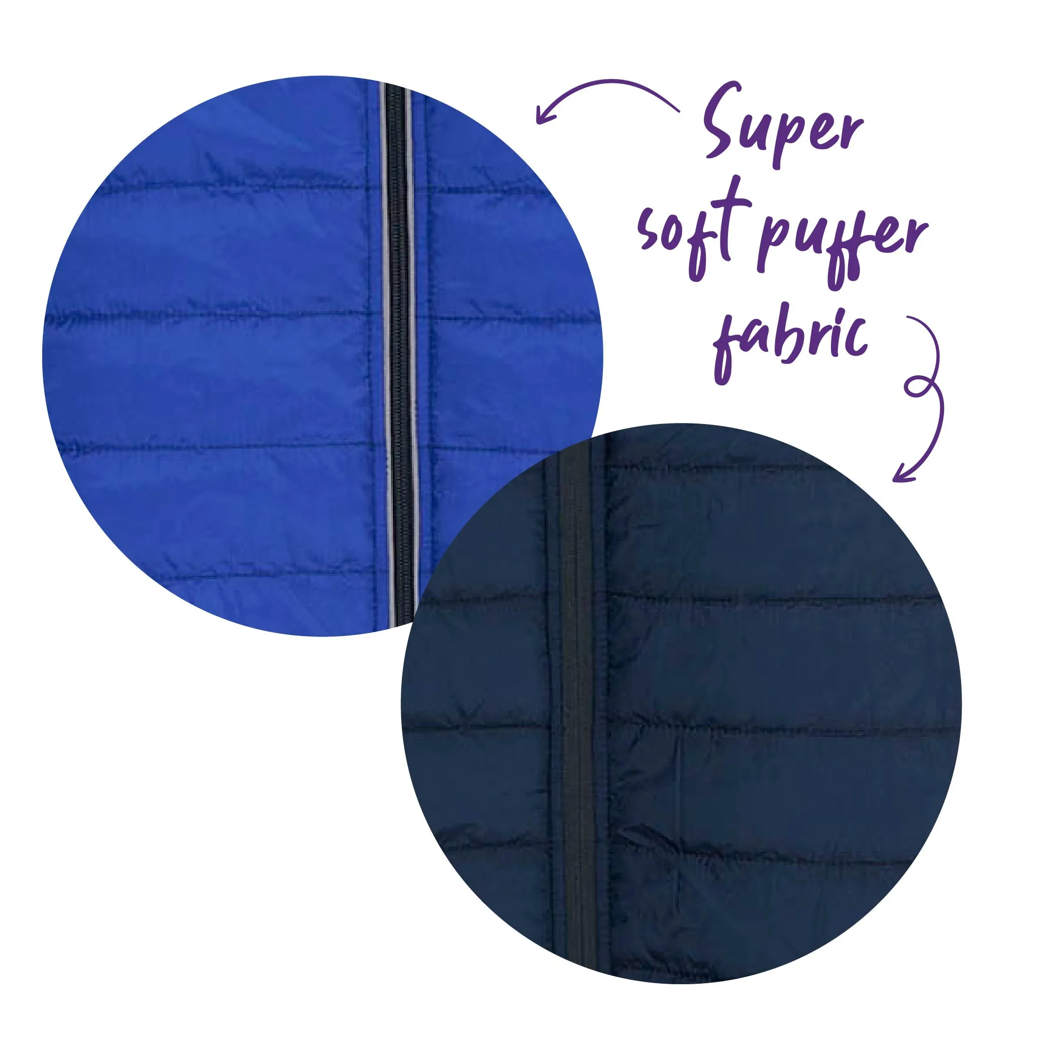 Reversible Puffer Dog Jacket - Blue & Navy