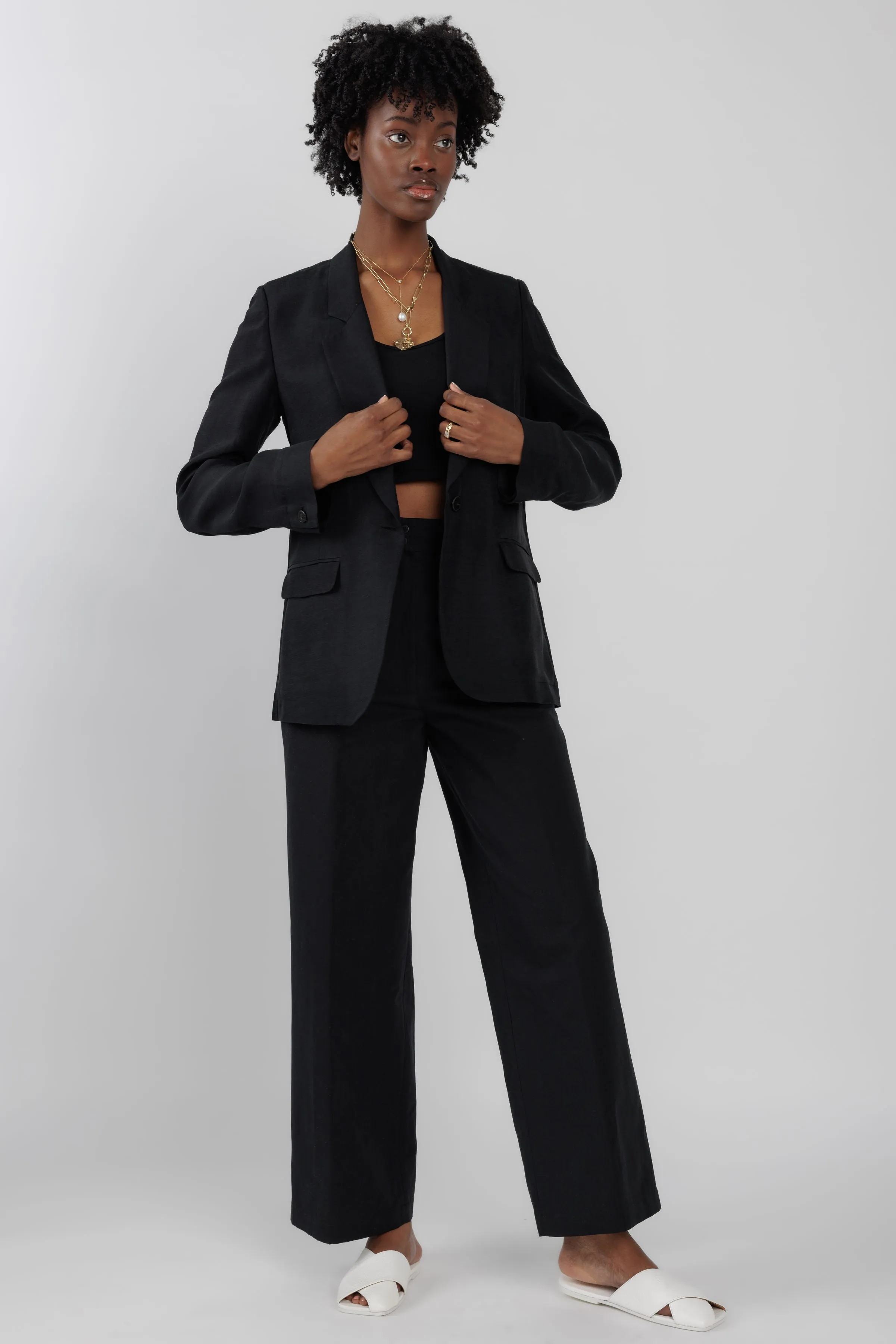 Ripstop Viscose Blazer Jacket in Black