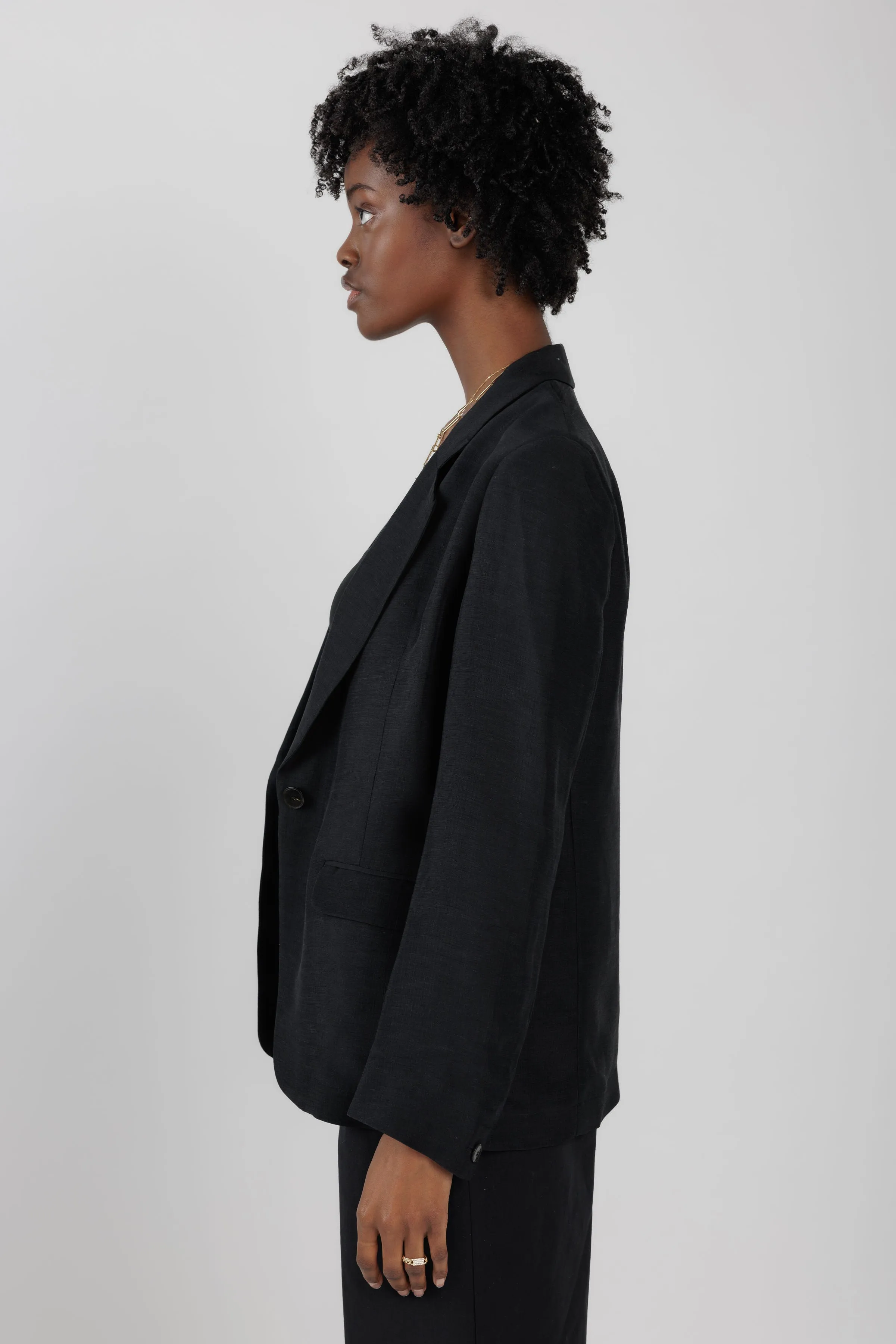 Ripstop Viscose Blazer Jacket in Black