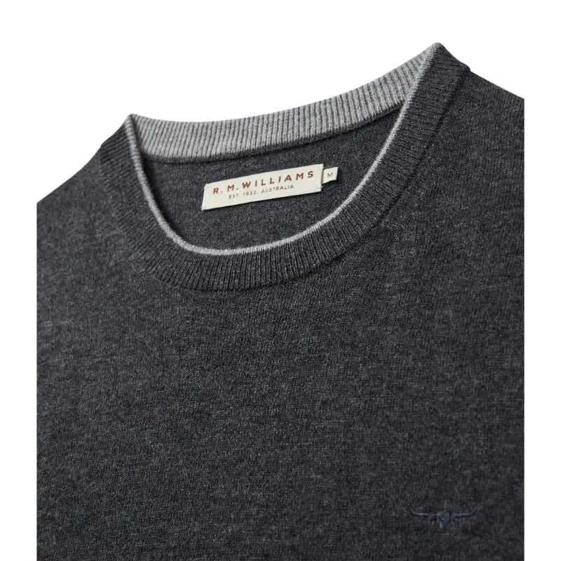 R.M.Williams Howe Mens Australian Extra Fine Merino Crew Neck Sweater - Charcoal