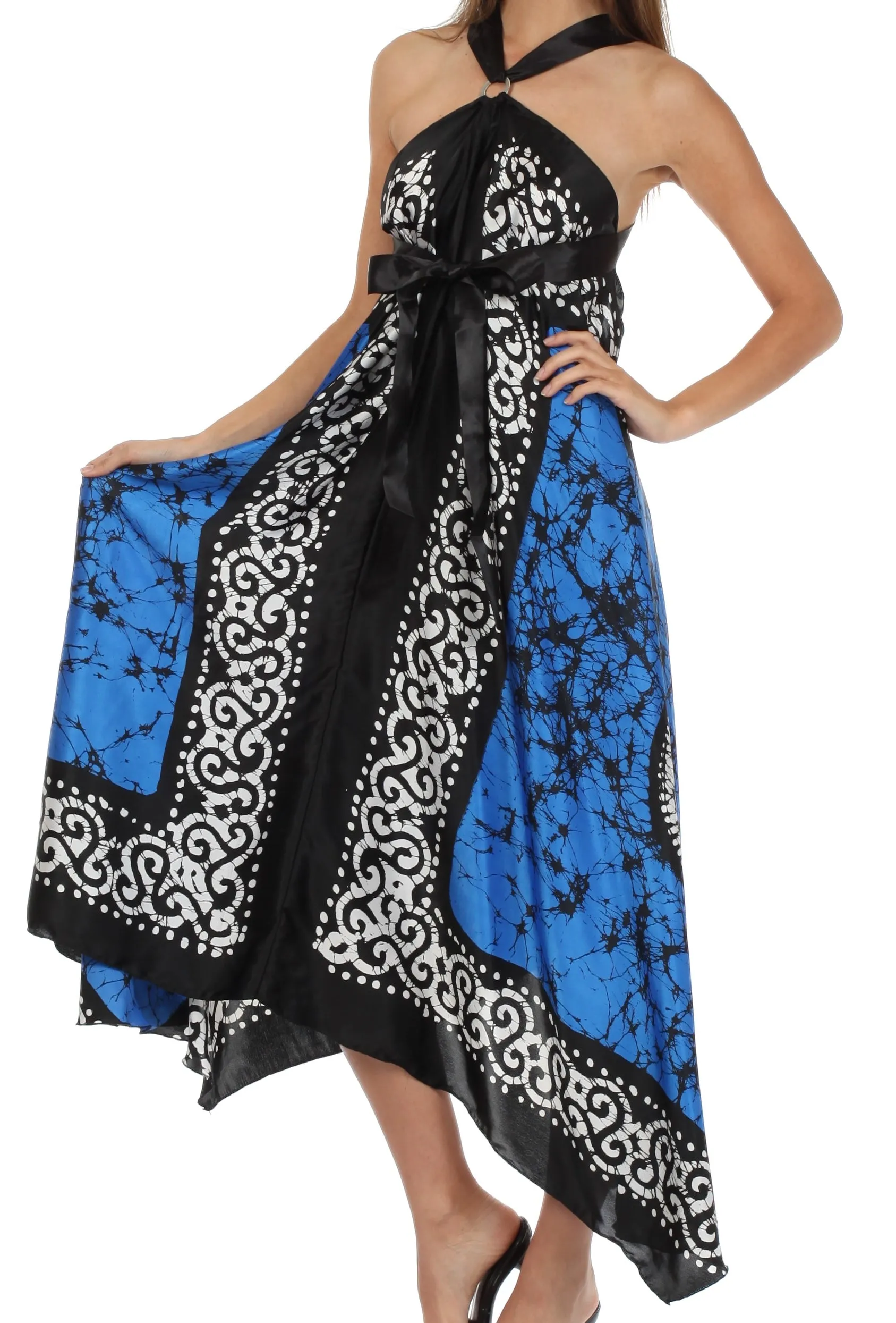 Sakkas Silky Wrap Halter Handkerchief Hem Maxi Dress