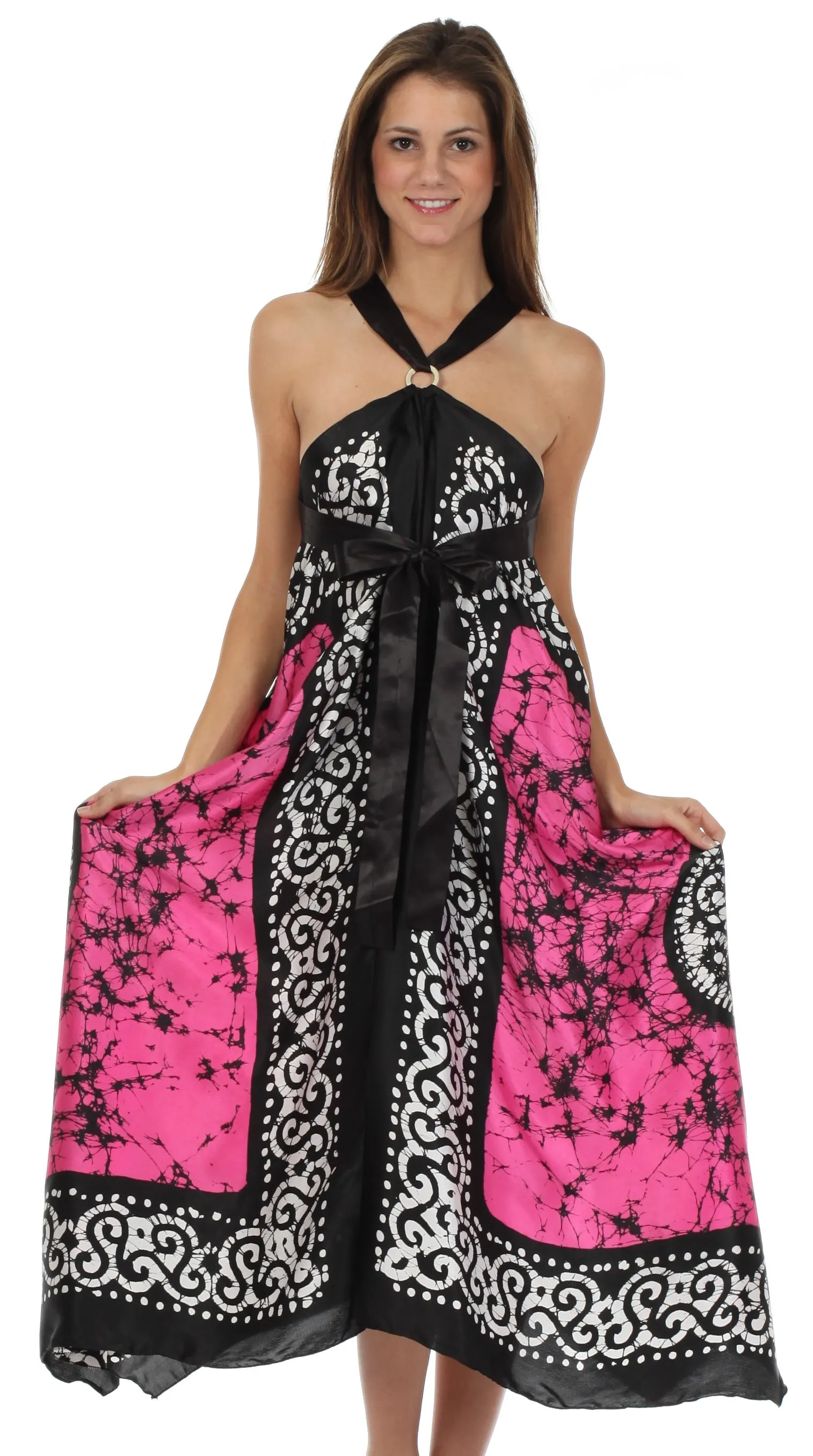 Sakkas Silky Wrap Halter Handkerchief Hem Maxi Dress