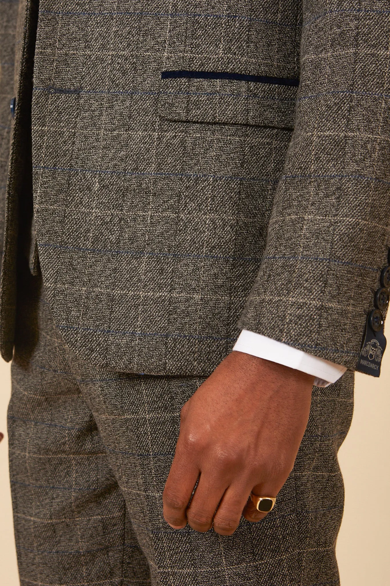 SCOTT - Grey Tweed Check Three Piece Suit