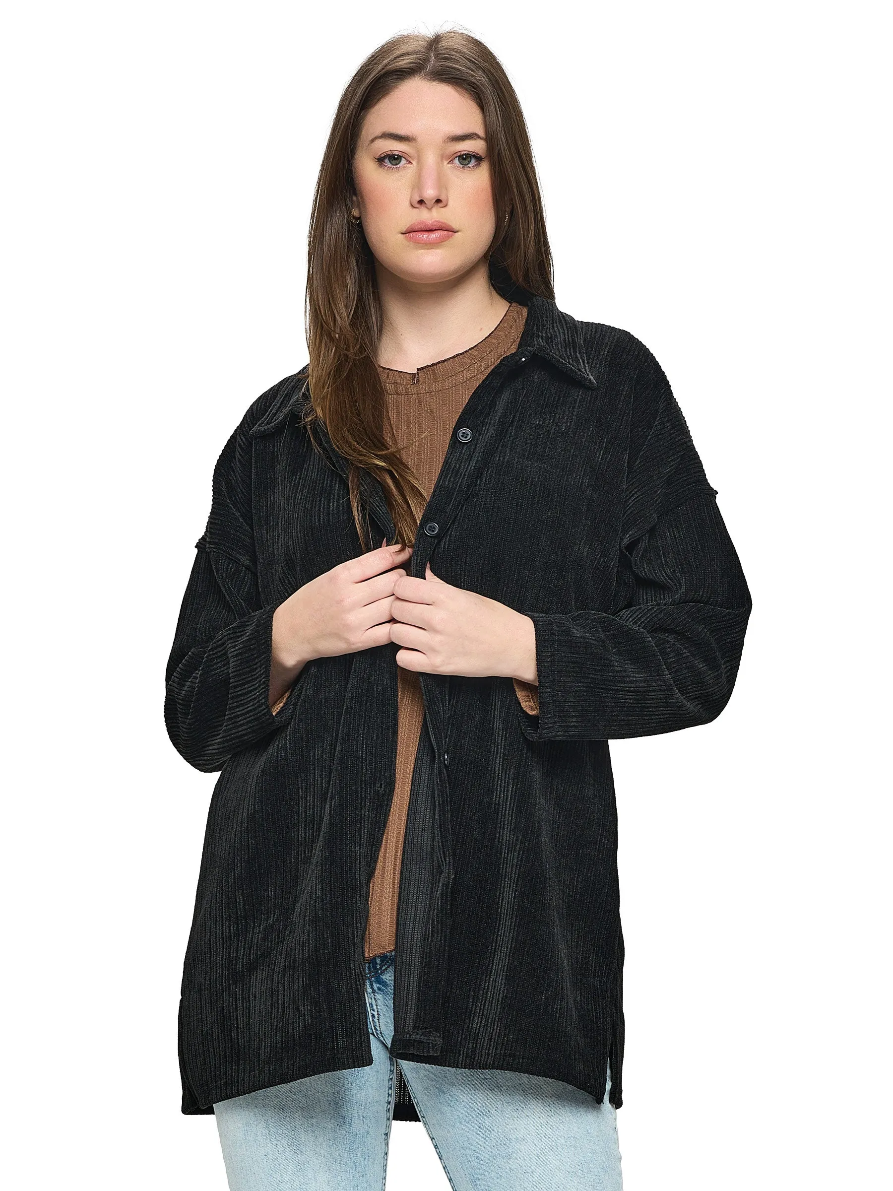 Shacket Casual Ribbed Oversized