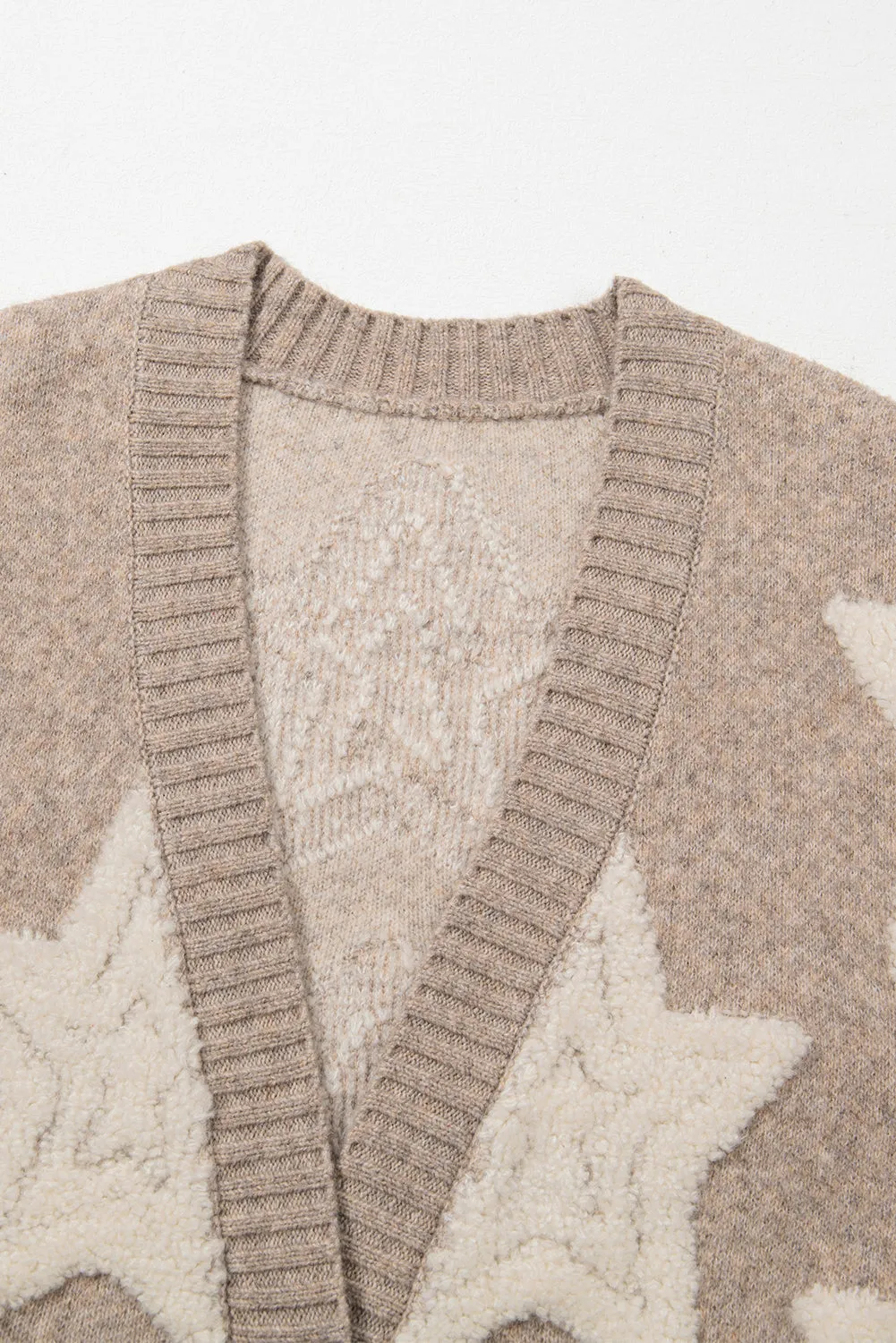 Sherpa Star V-Neck Cardigan with Pockets | Winter Sweater | Cardigan