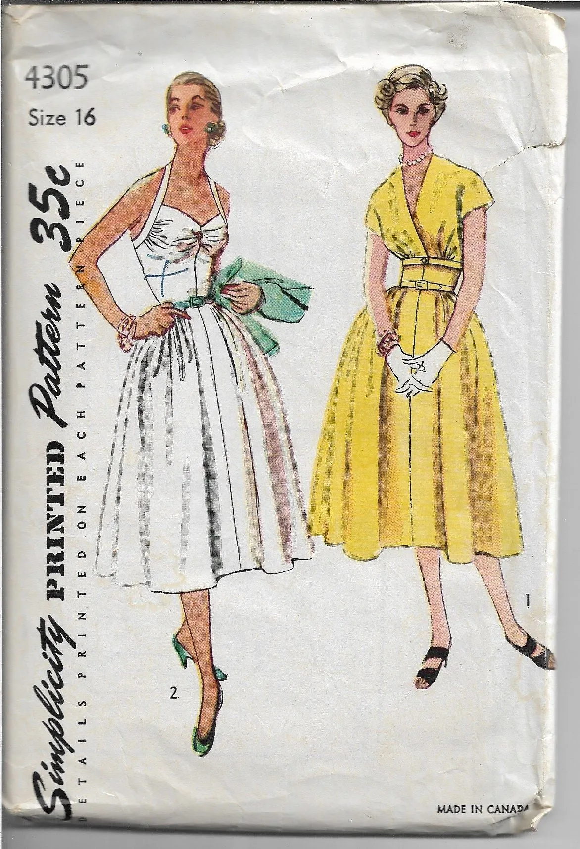 Simplicity 4305 Sleeveless Dress Bolero Jacket Vintage Sewing Pattern 1950s