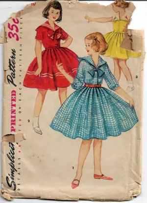 Simplicity 4951 Girls Sailor Dress Vintage Sewing Pattern 1950s