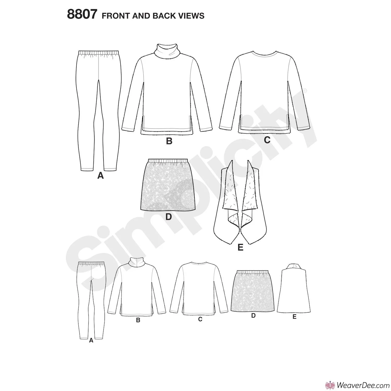 Simplicity Pattern S8807 Children's / Girls' Sportswear