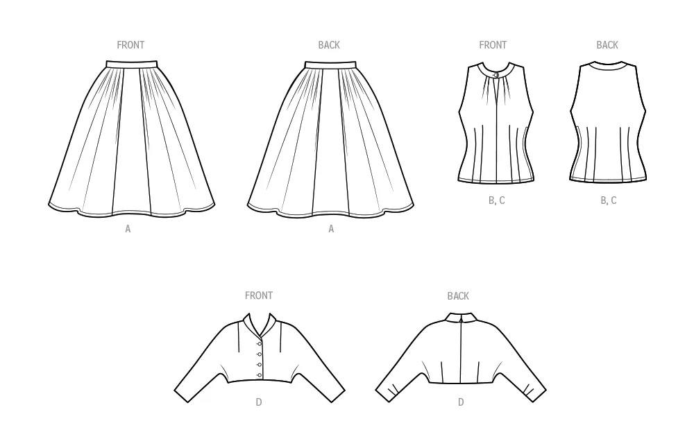 Simplicity Sewing Pattern S9699 MISSES' VINTAGE SKIRT, BLOUSE AND JACKET