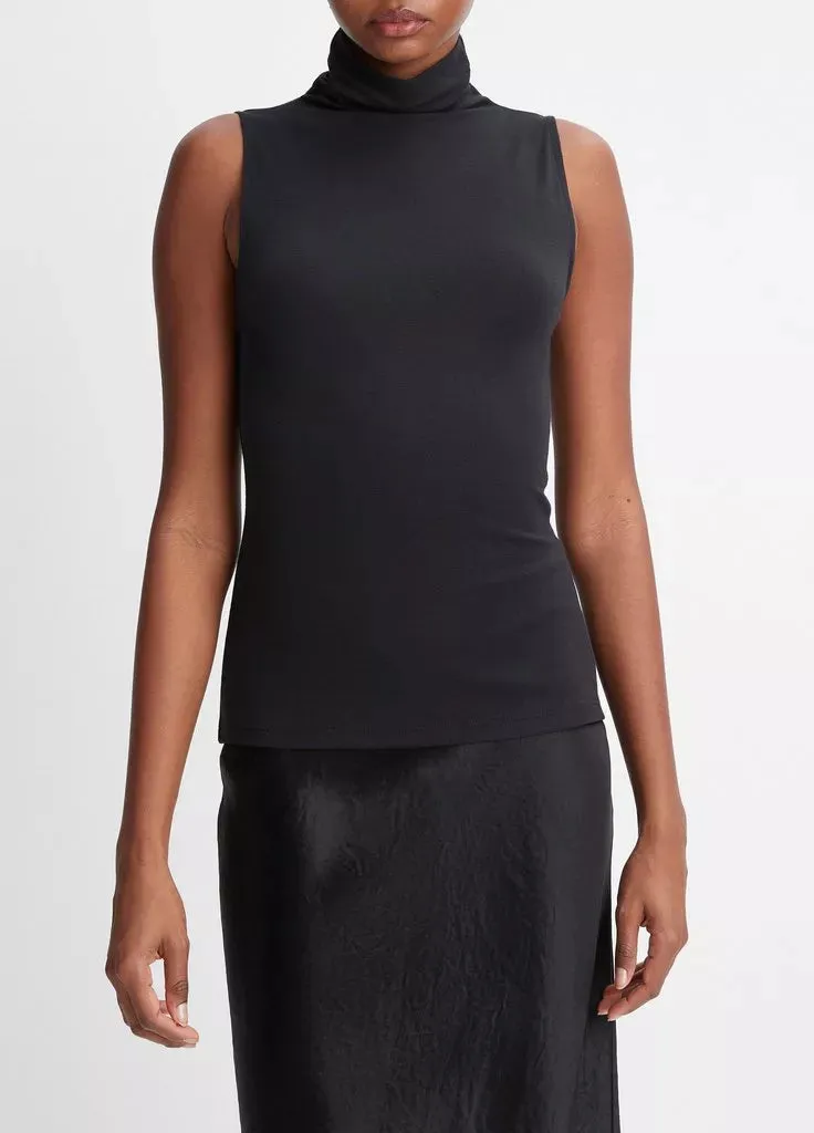 Sleeveless Turtleneck Top - Black