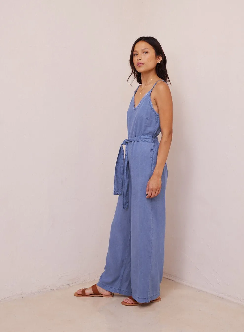 Smocked Back Tencel Cami Jumpsuit - Spring Navy