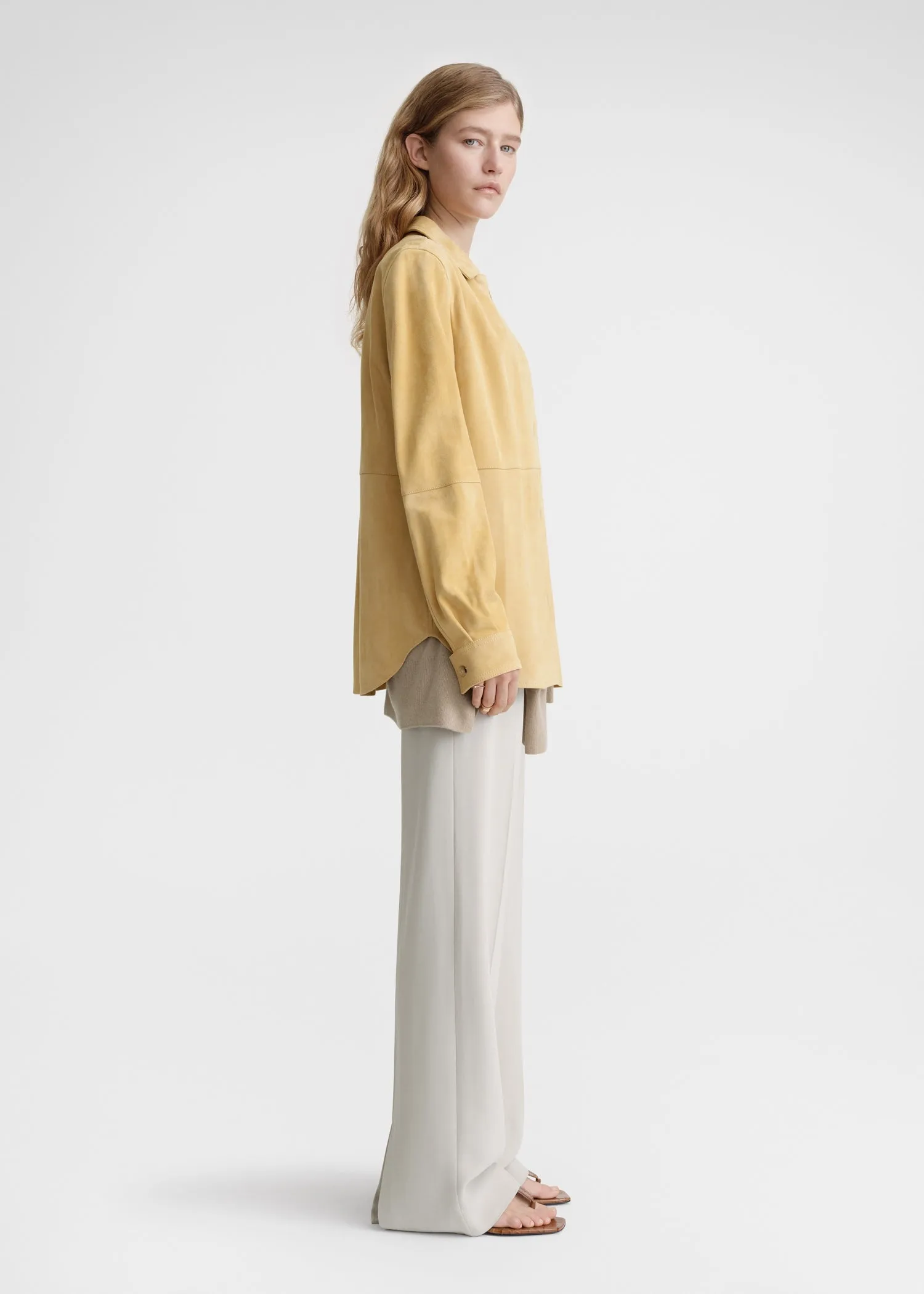 Soft suede shirt cornsilk