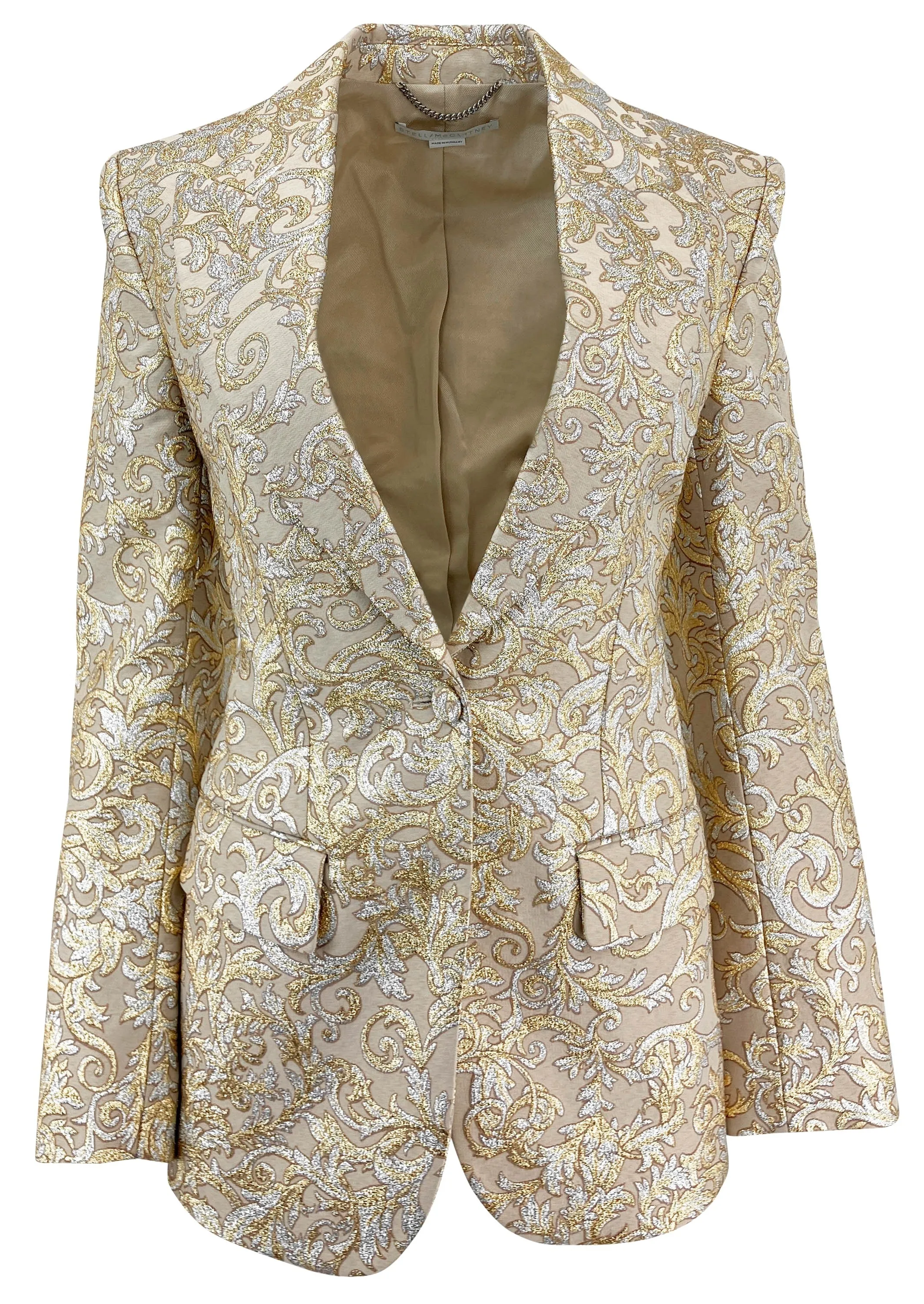 Stella McCartney Single-Breasted Brocade Blazer in Gold