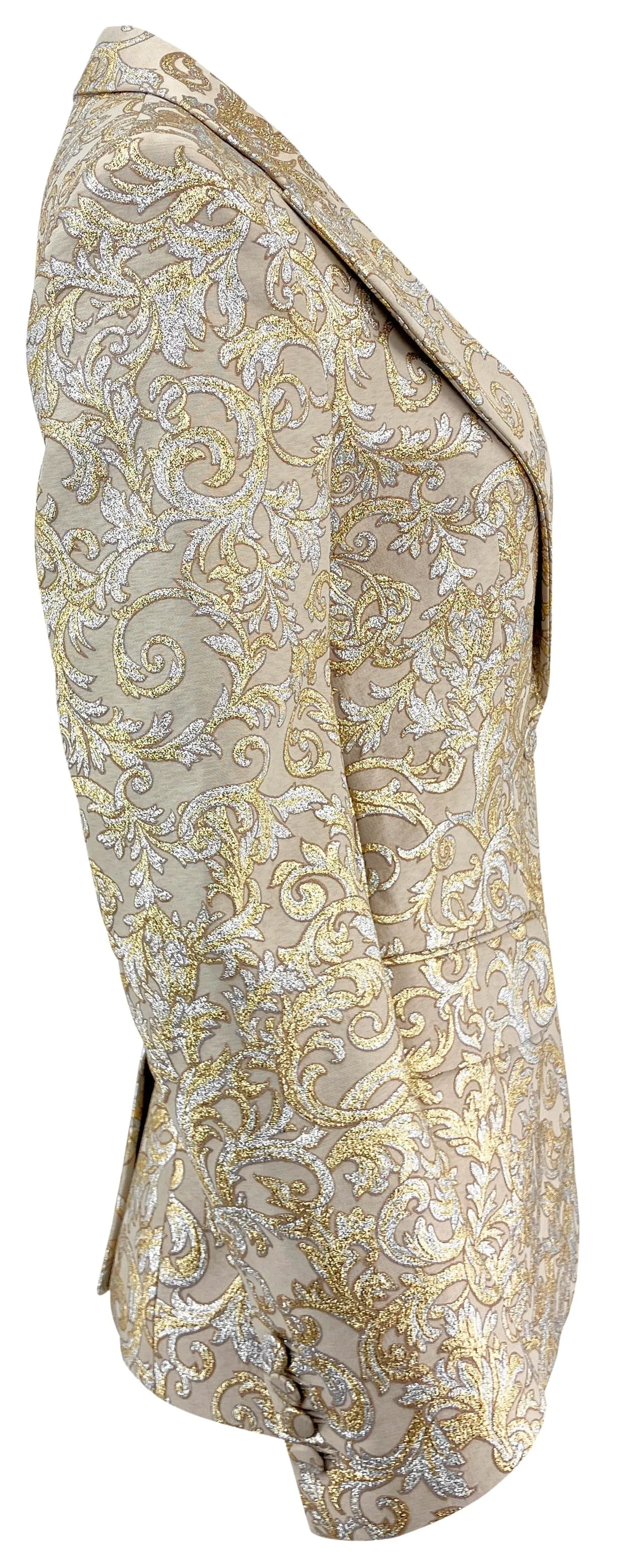 Stella McCartney Single-Breasted Brocade Blazer in Gold