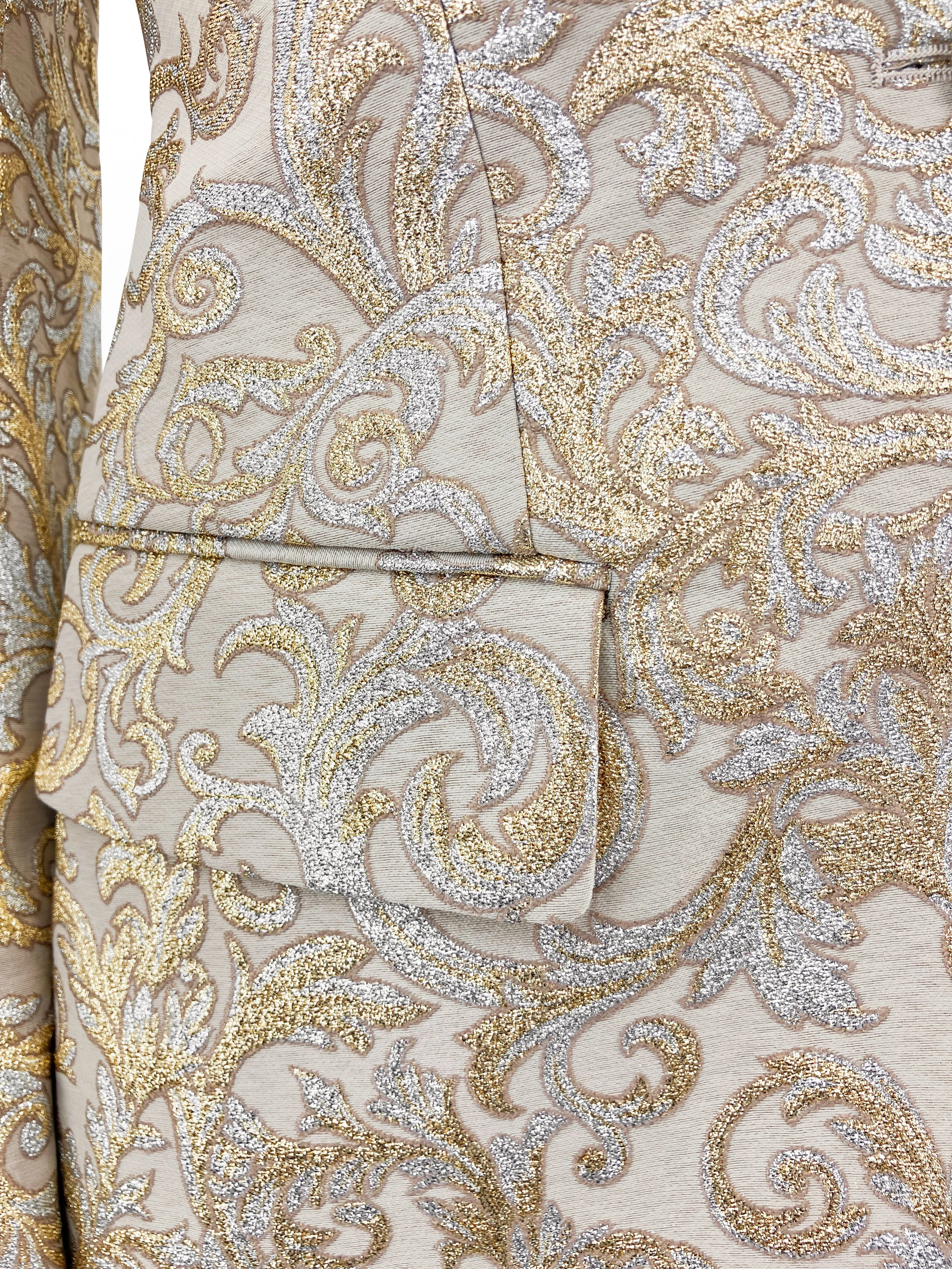 Stella McCartney Single-Breasted Brocade Blazer in Gold