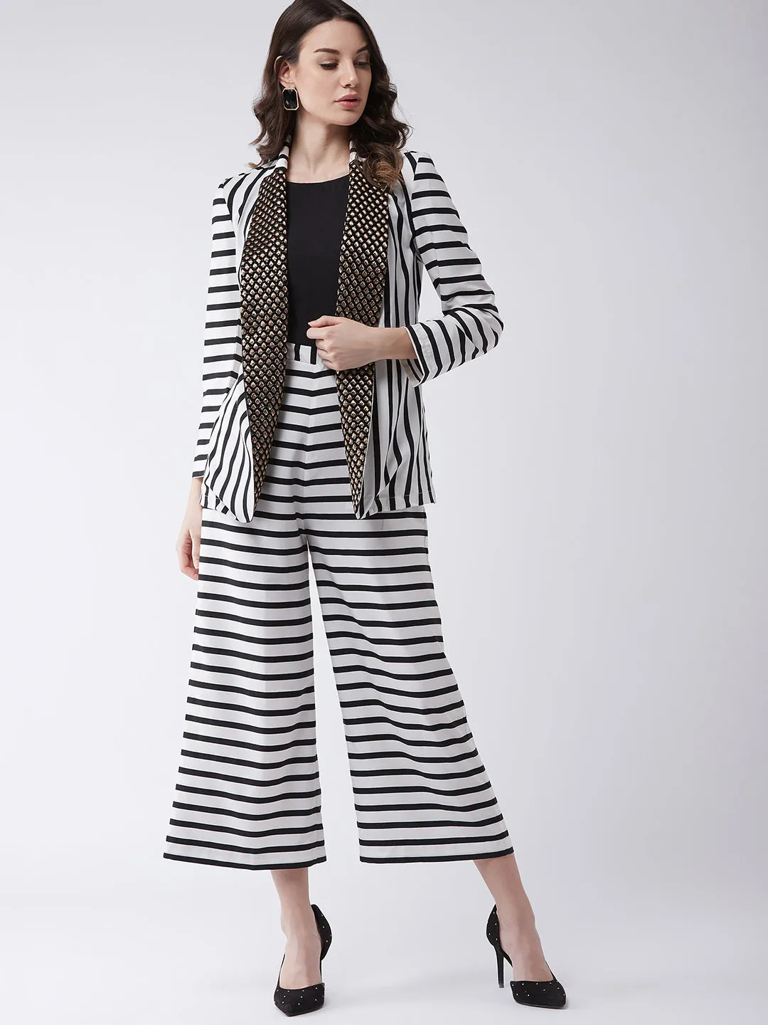 Stripes Jumpsuit With Blazer