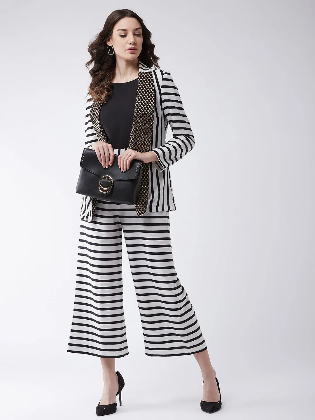 Stripes Jumpsuit With Blazer