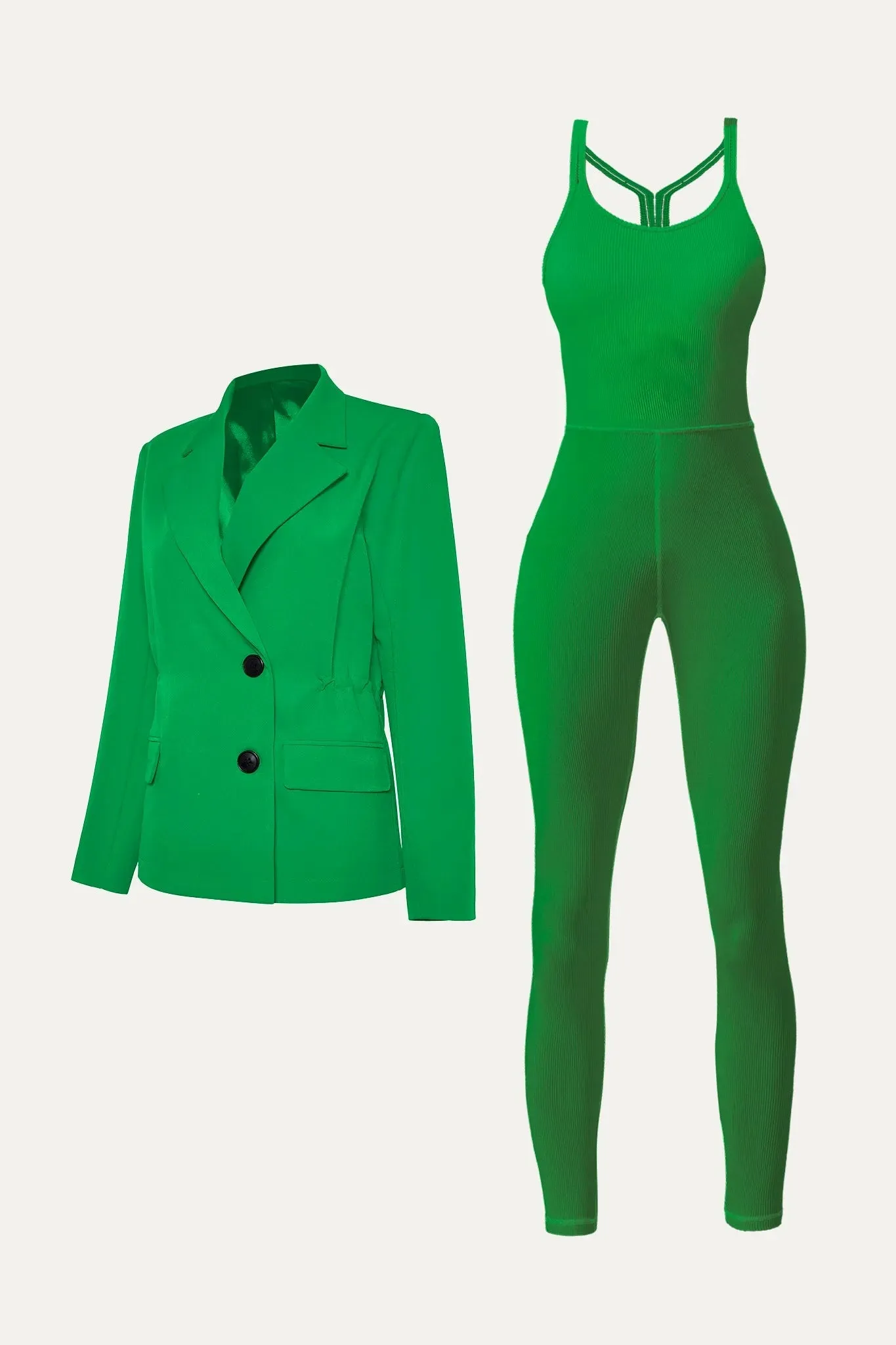 Suave Jumpsuit & Tifan Blazer - Fern Green