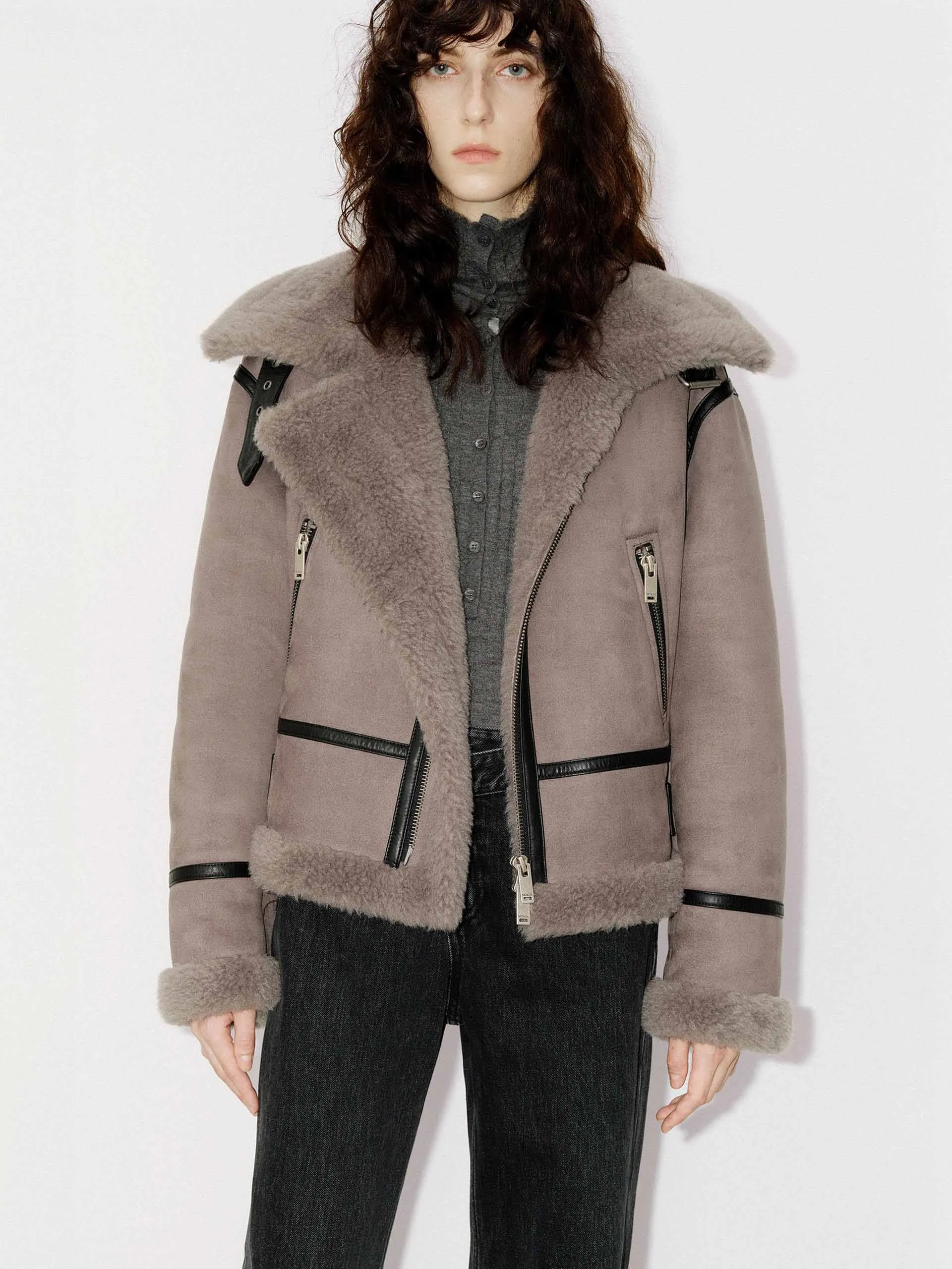 Suede Textured Fuzzy Jacket