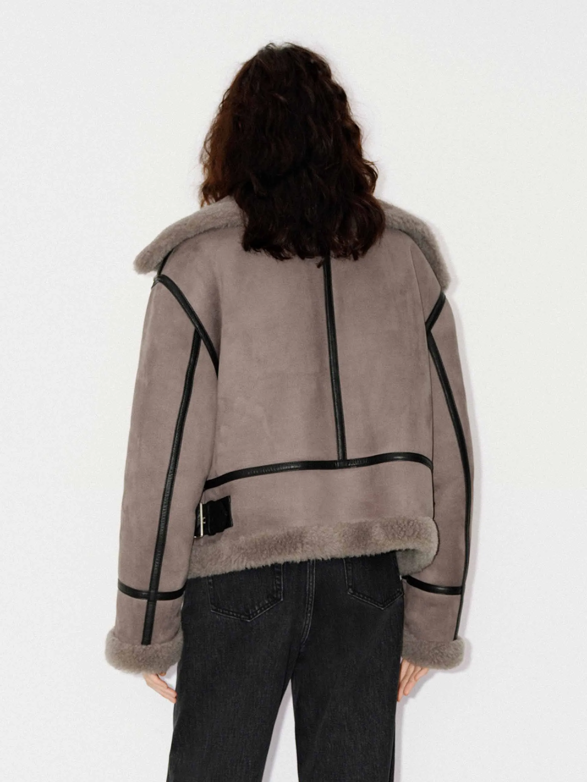 Suede Textured Fuzzy Jacket