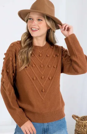 Sweet Lovely by Jen Chevron Pom Sweater