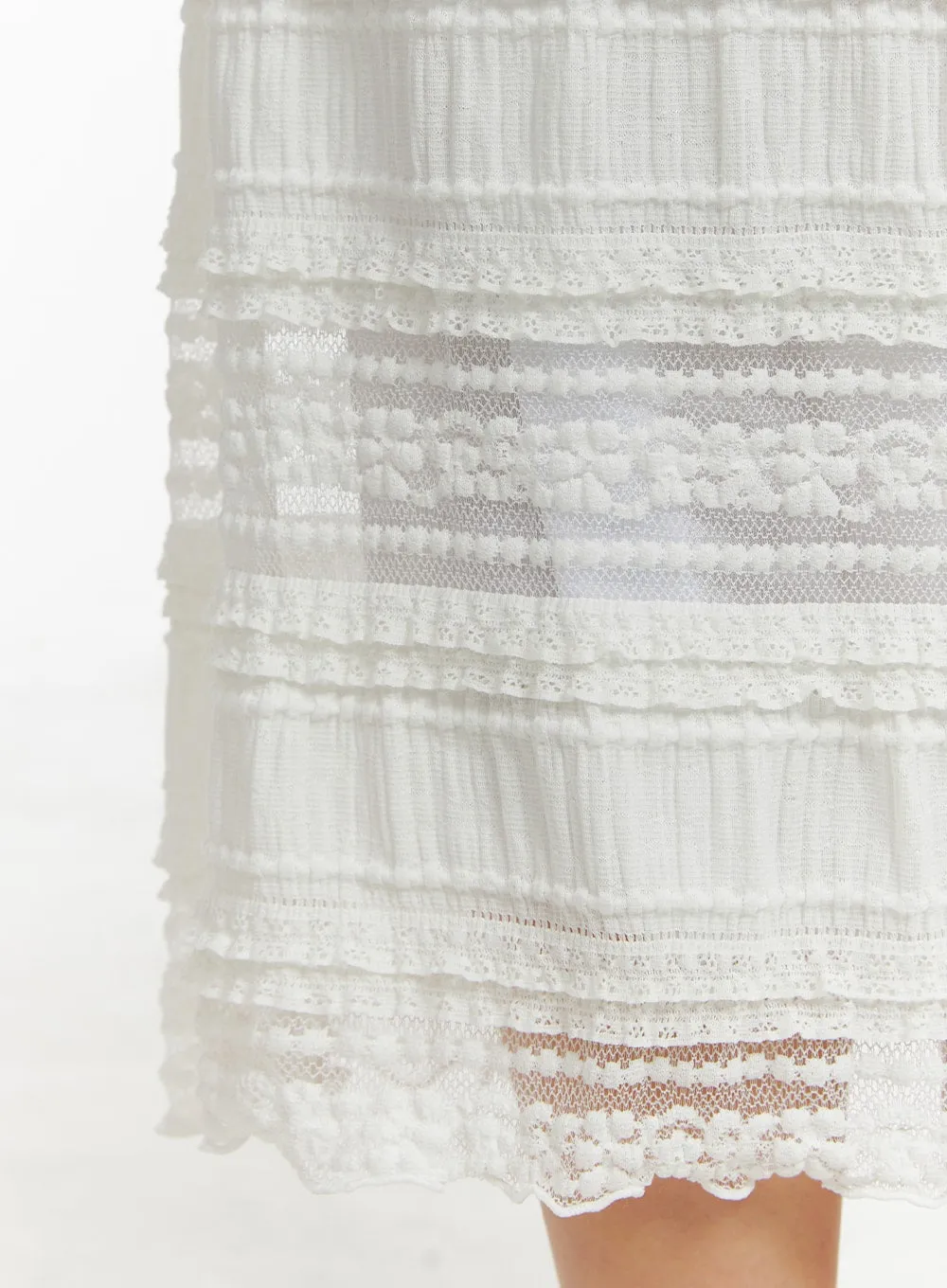 Textured Lace Maxi Skirt OM427