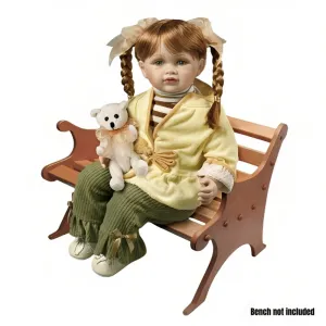 The Ashton-Drake Galleries Rosetta Exquisitely Crafted Porcelain Doll with Auburn Pigtails Vintage Green Corduroy Outfit Striped Turtleneck Shirt Yellow Jacket & Her Beloved White Teddy Bear Companion 24-inches