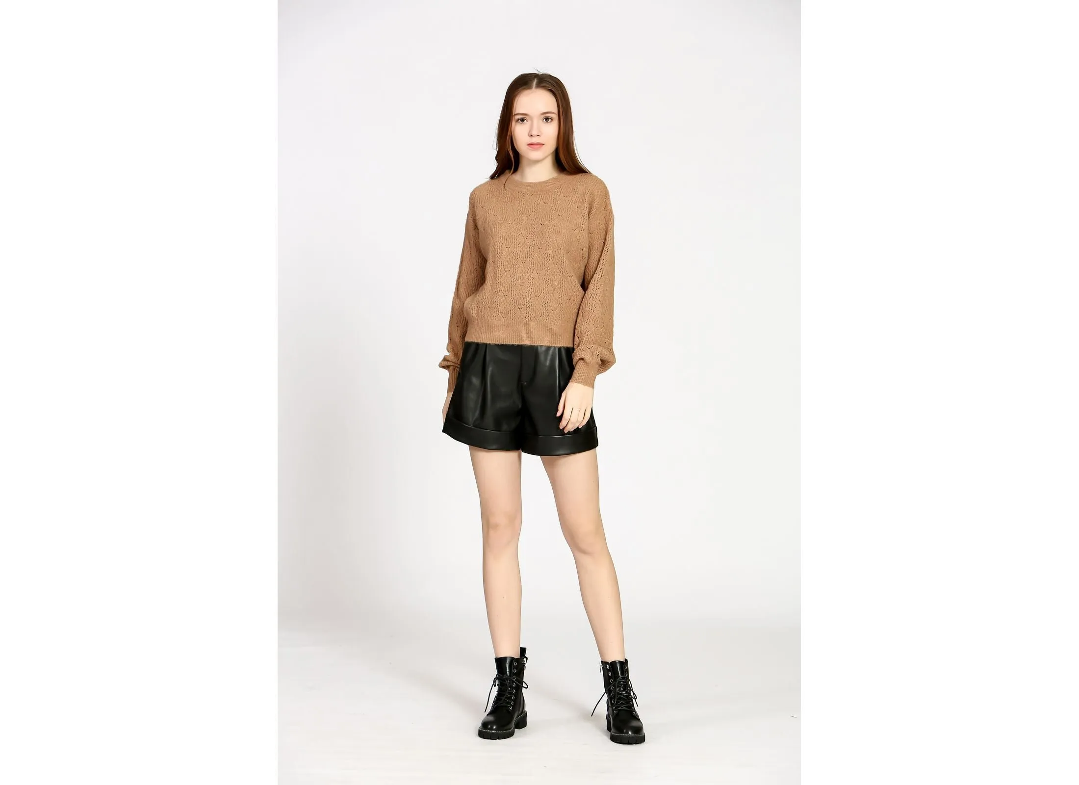 The Korner Camel Cable Sweater