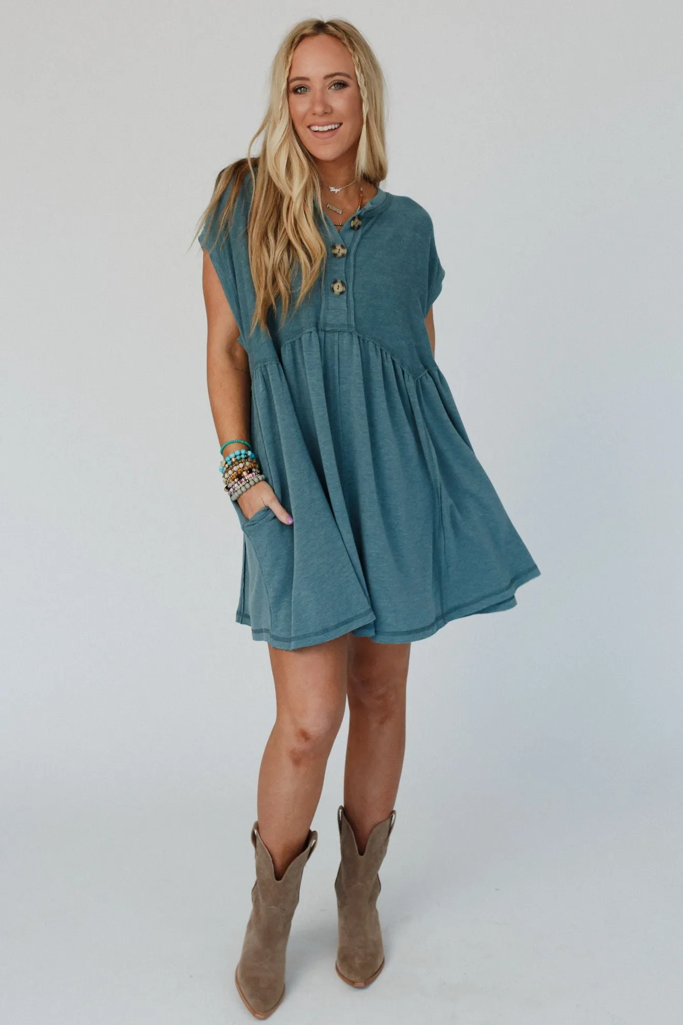 The Nest Sweet Nothings Baby Doll Dress - Teal