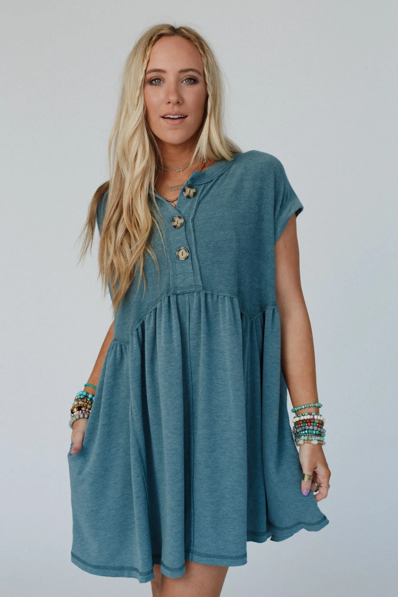 The Nest Sweet Nothings Baby Doll Dress - Teal