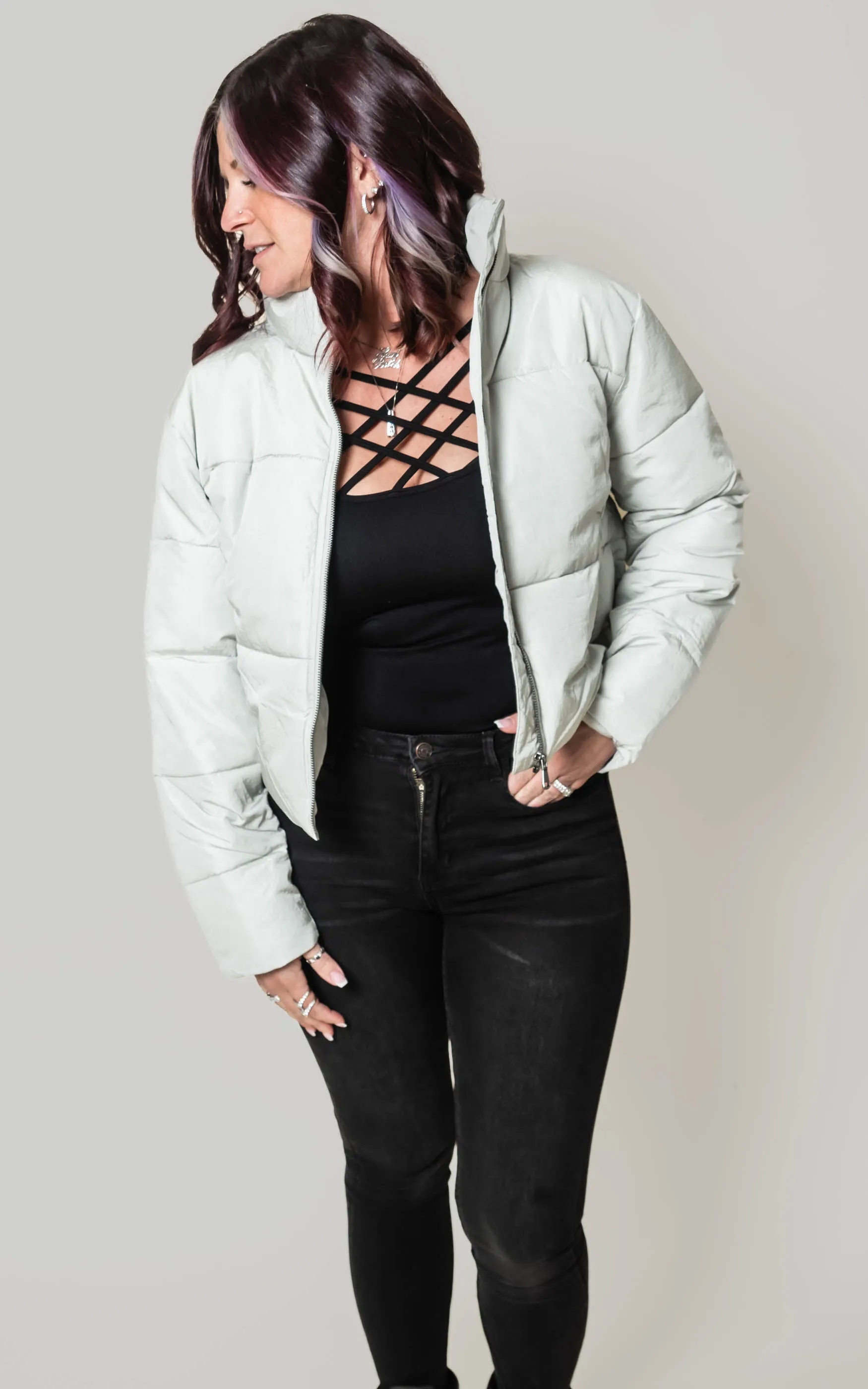 TREND TAKER PUFFER JACKET Gray - Final Sale