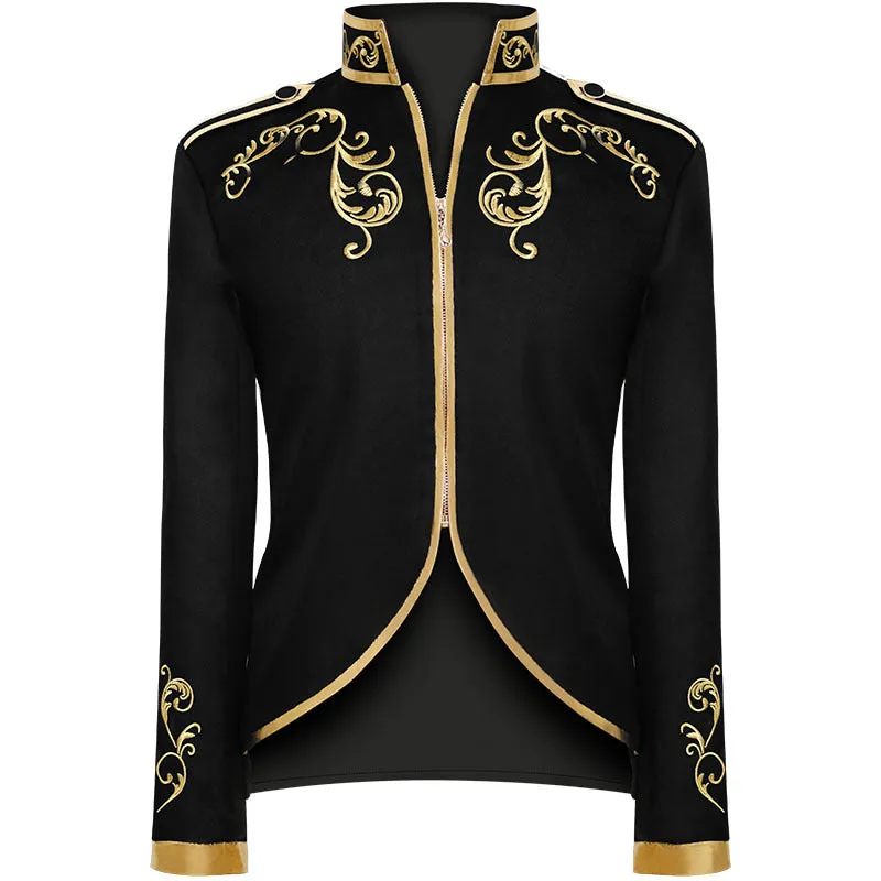 Unisex Fashion Palace Prince Gold Embroidered Jacket Court Uniform Costume