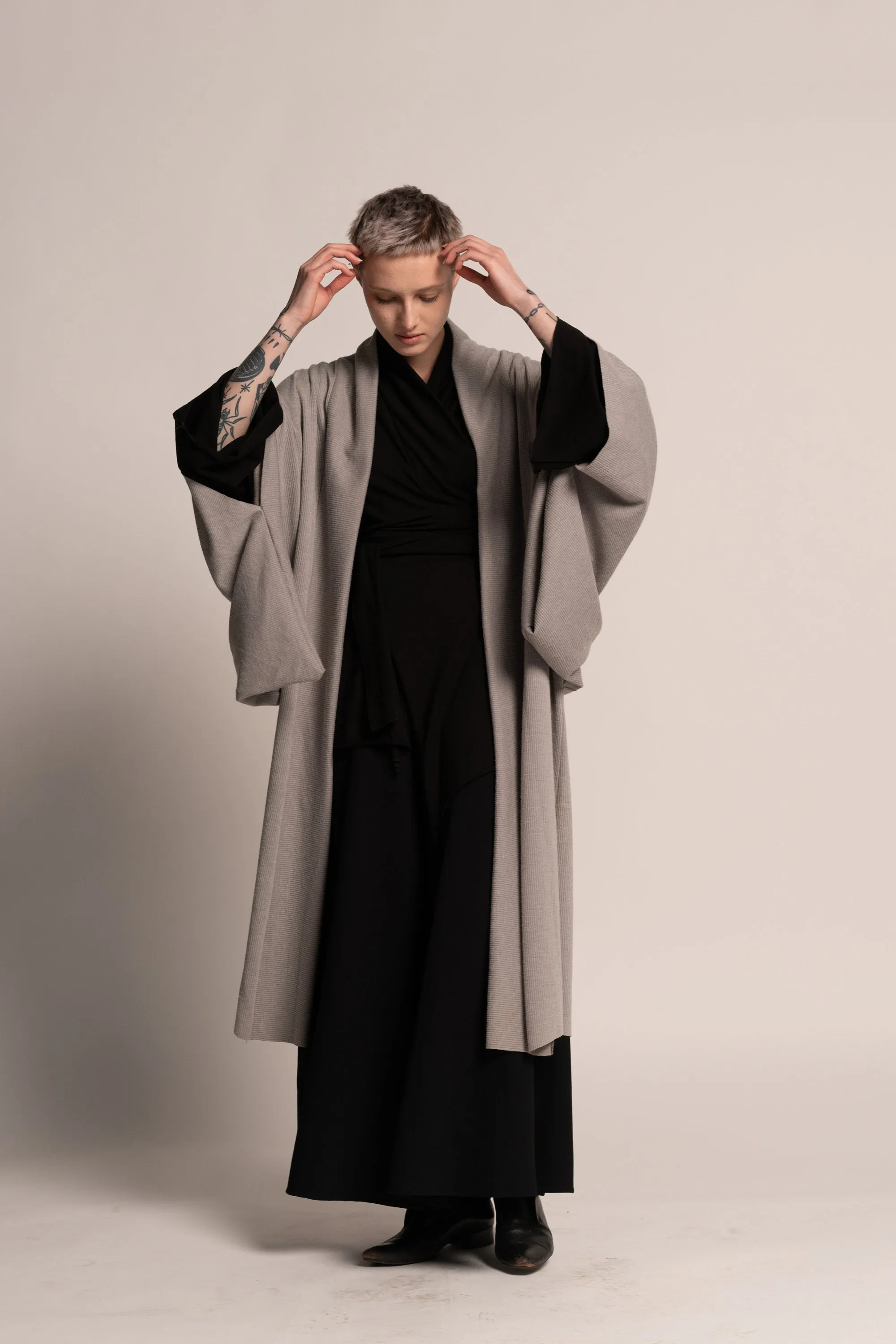 Unisex Gray Haori Kimono Jacket