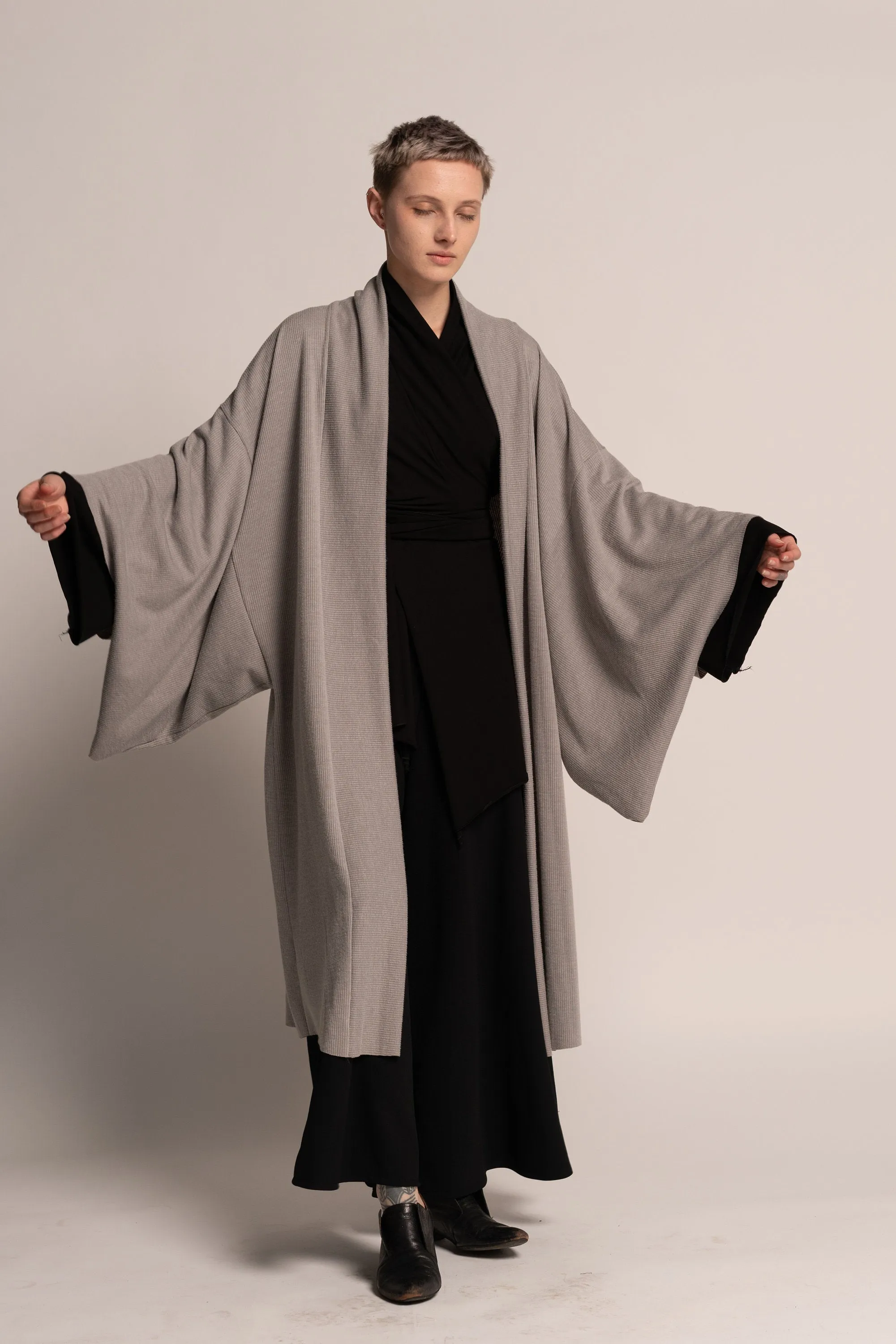 Unisex Gray Haori Kimono Jacket