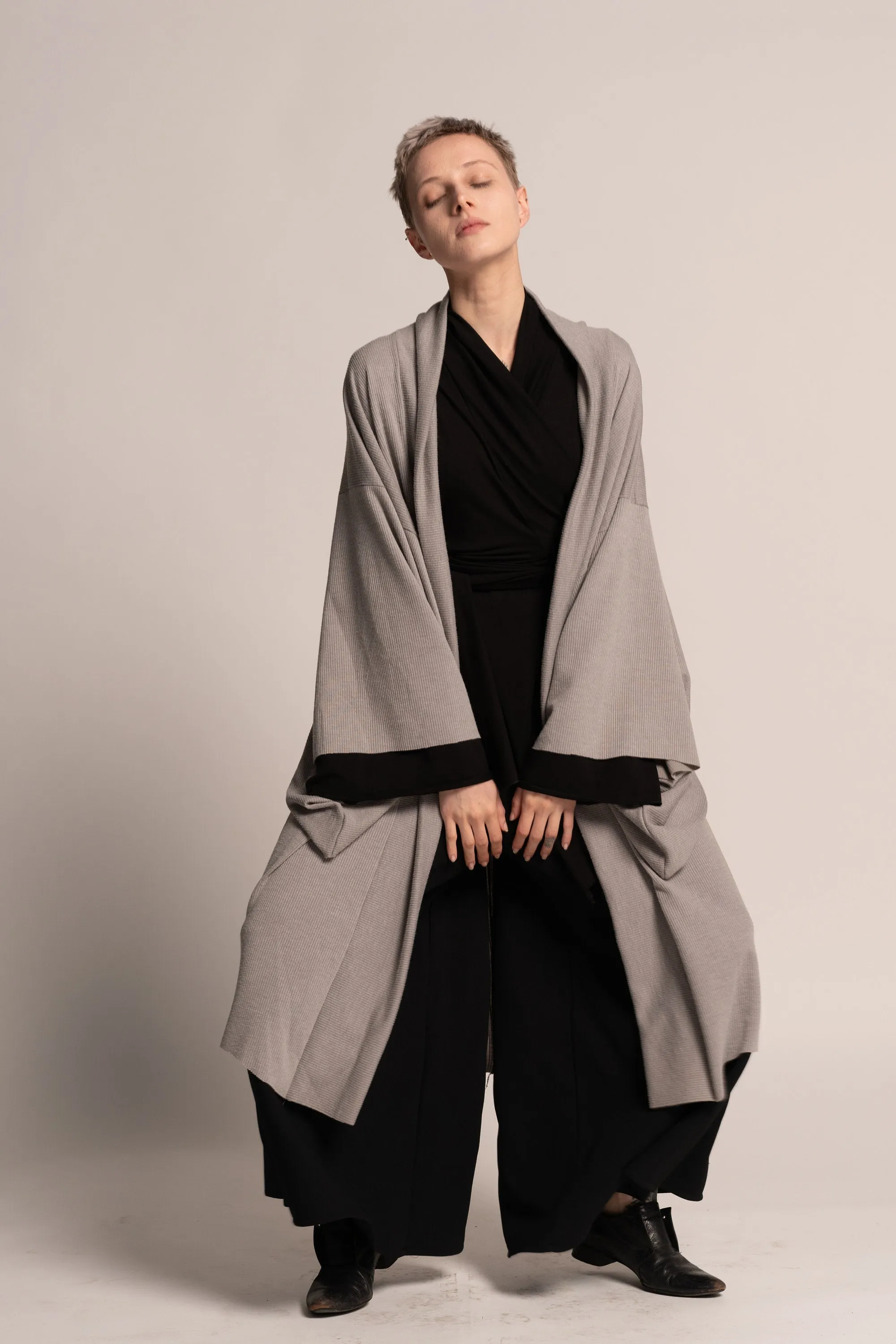 Unisex Gray Haori Kimono Jacket