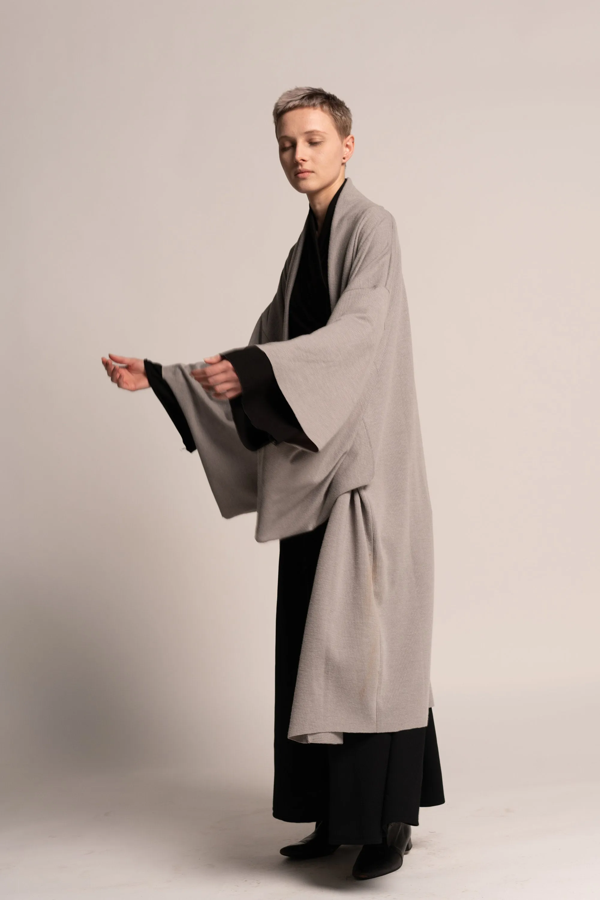 Unisex Gray Haori Kimono Jacket