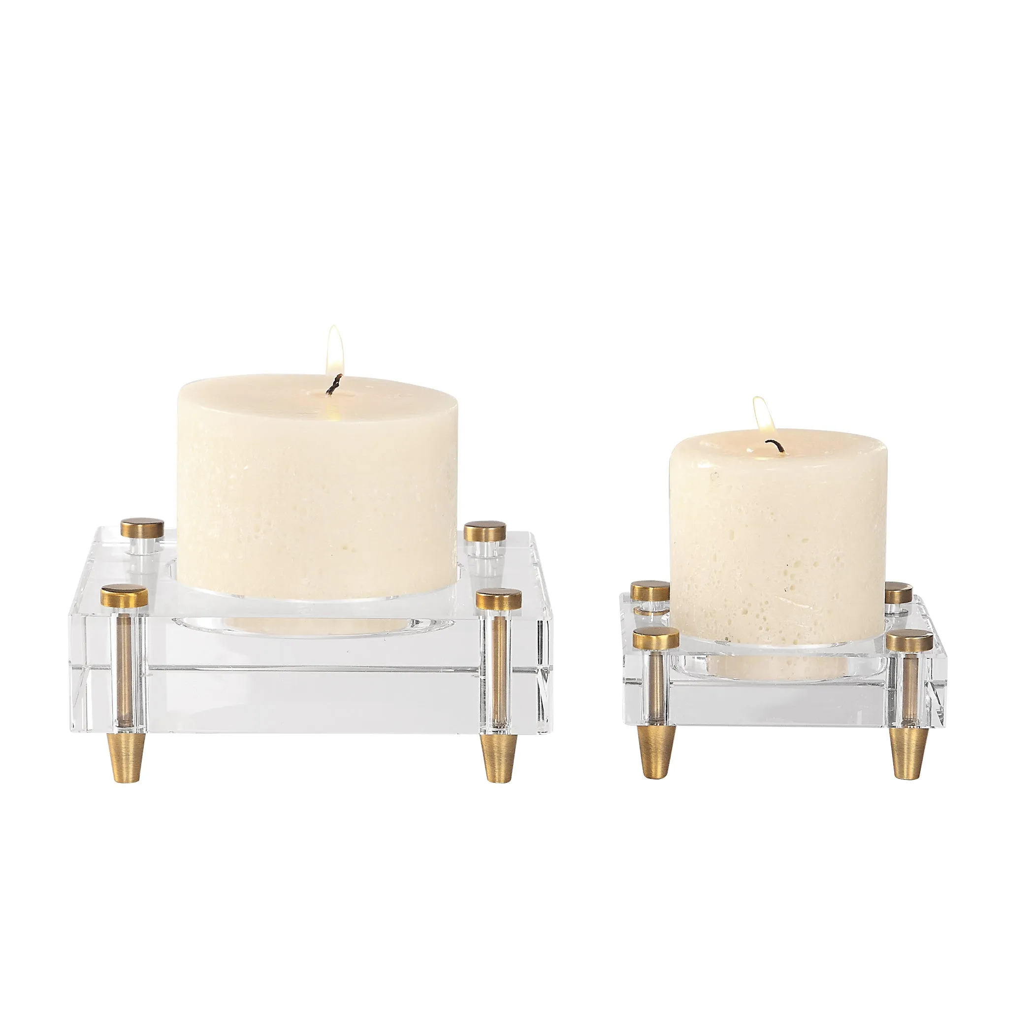 Uttermost Claire Crystal Block Candleholders, S/2