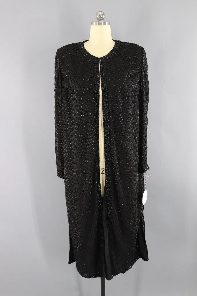 Vintage Beaded Silk Duster Coat