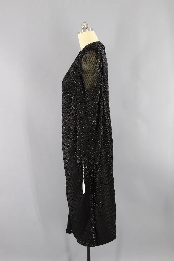 Vintage Beaded Silk Duster Coat