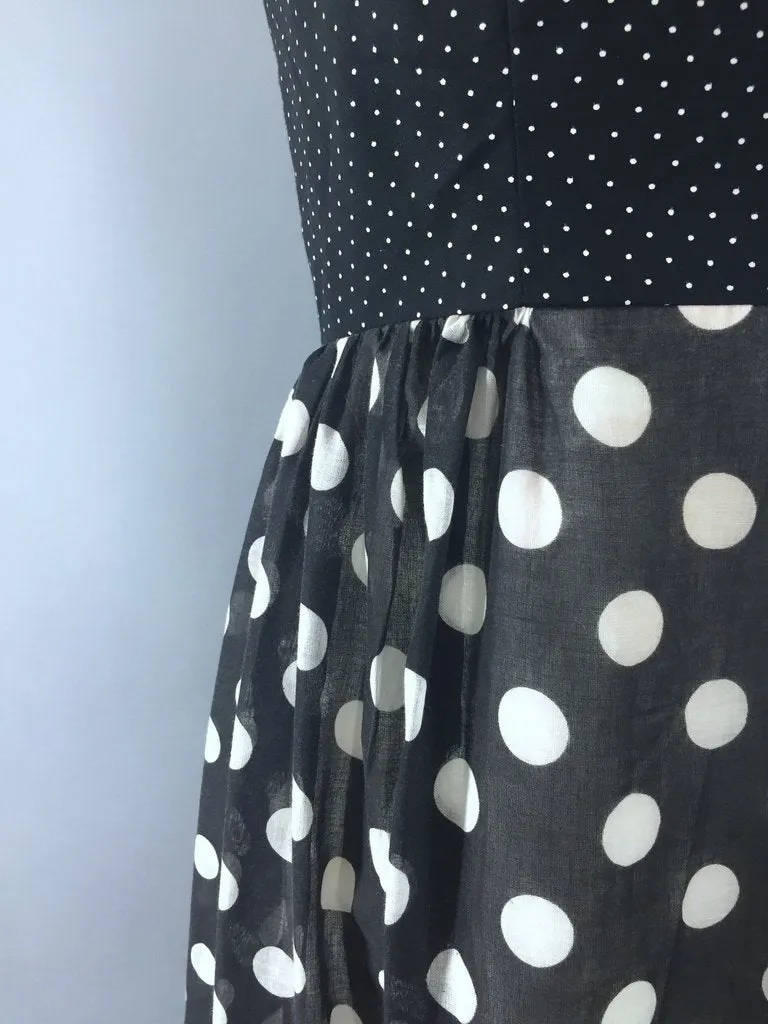 Vintage Black Polka Dot Maxi Dress